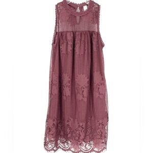 Elegant Lace Mini Dress in Mauve Women's Large